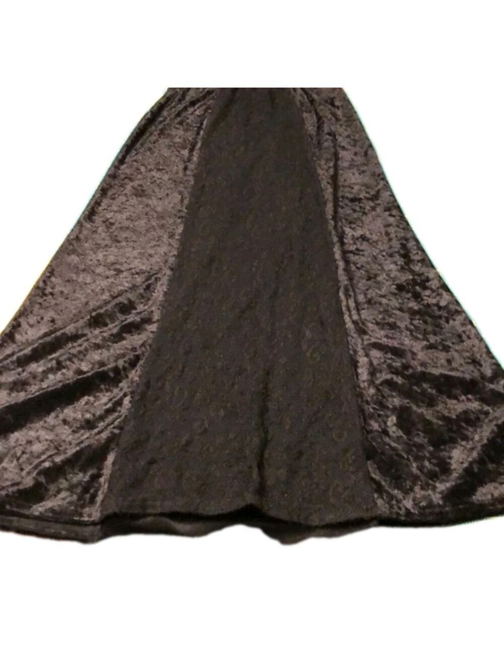 Morbid Threads Y2k Maxi Skirt XL Black Velvet Lace Whimsigoth Dark Romantic Goth